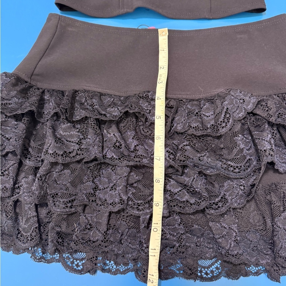 Edikted Navy Ruffle Mini Skirt And Top Set. Perfect Condition. Size XS - Picture 10 of 12